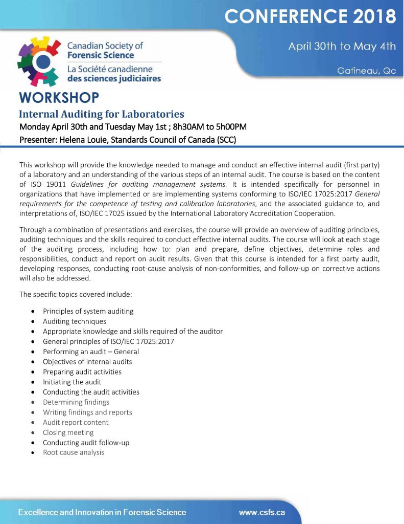 CSFS Standards Council of Canada Internal Auditing for Testing